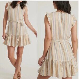 Marine Layer Laney Dress Linen Blend Beachy Stripe  NWT S